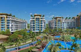 Новые апартаменты с видом на море в большой резиденции с отелем, аквапарками и луна-парком, в 300 метрах от пляжа, Аланья, Турция за $314 000