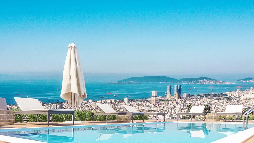 Жилой комплекс Апартаменты с панорамным видом на море, город и Принцевы острова, Пендик, Стамбул, Турция