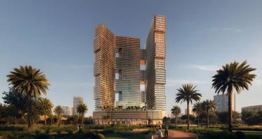 Новая высотная резиденция Sky Terraces с искусственным пляжем и ресторанами, Motor City, Дубай, ОАЭ