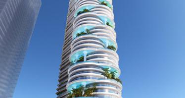 Новая высотная резиденция Damac Casa с бассейнами и садами, Dubai Media city, Дубай, ОАЭ